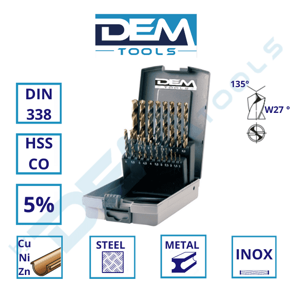 Kobaltos fémcsigafúró készlet HSS-CO5% DIN338