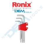 Imbuszkulcs készlet, mágneses, hosszú, 9 részes,  gömbvégű (1,5-10mm)